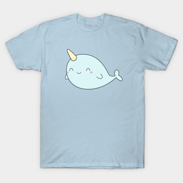 Kawaii Cute Narwhal T-Shirt T-Shirt by happinessinatee